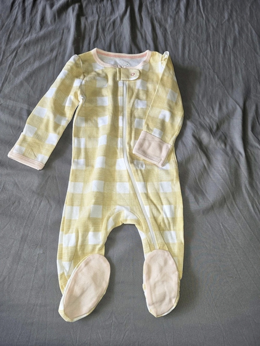 cloud island Baby 3M Yellow & White Checkered Footie